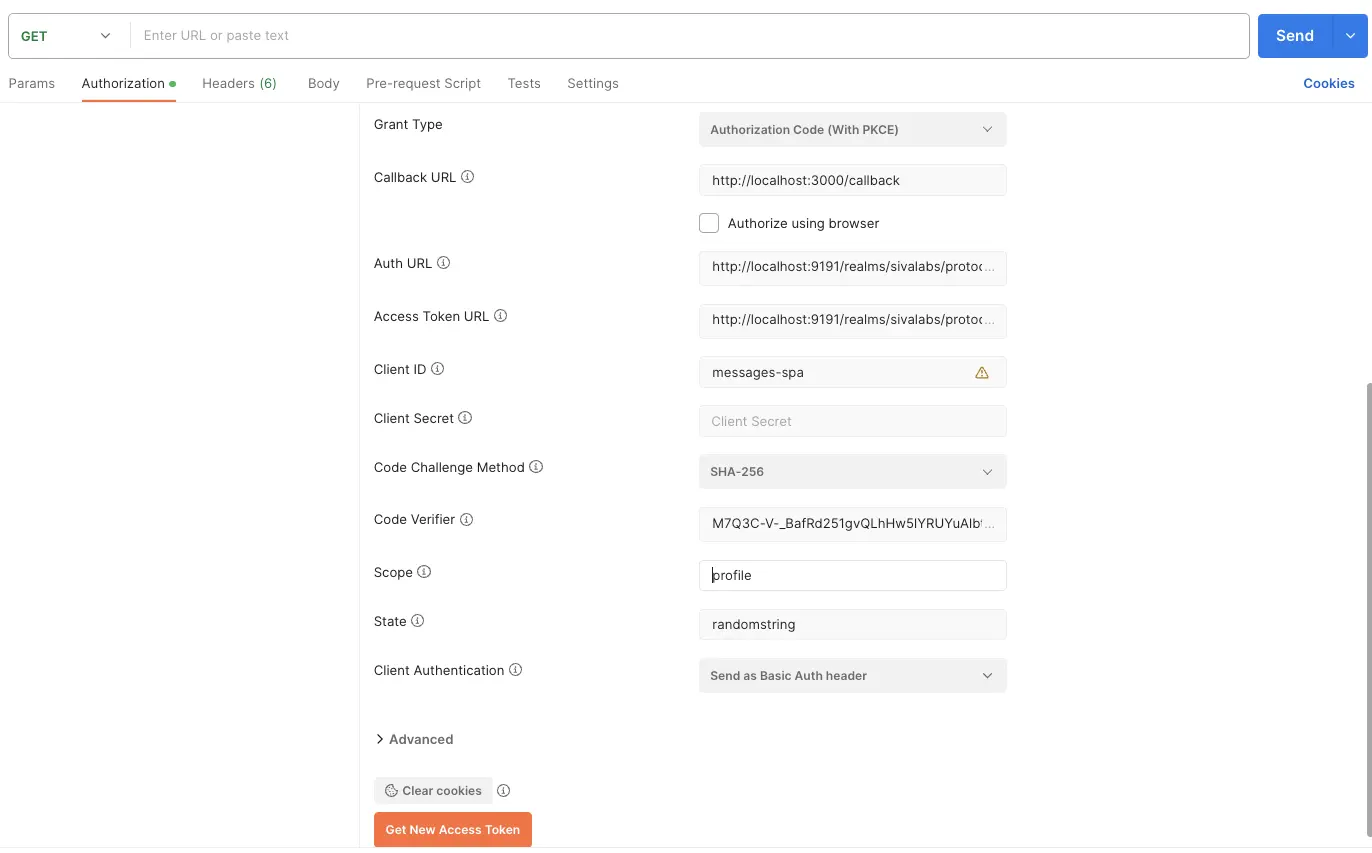 OAuth2 Authorization Code Flow with PKCE using Postman